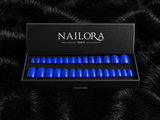 Close-up of Capucine cobalt blue square press on nails