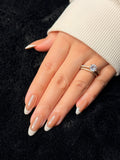 Nailora Paris — Zélie — Long Almond Nude 3D Flower press-on nails — open hand