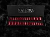 Charlotte — Medium Square Burgundy Red Press On Nails