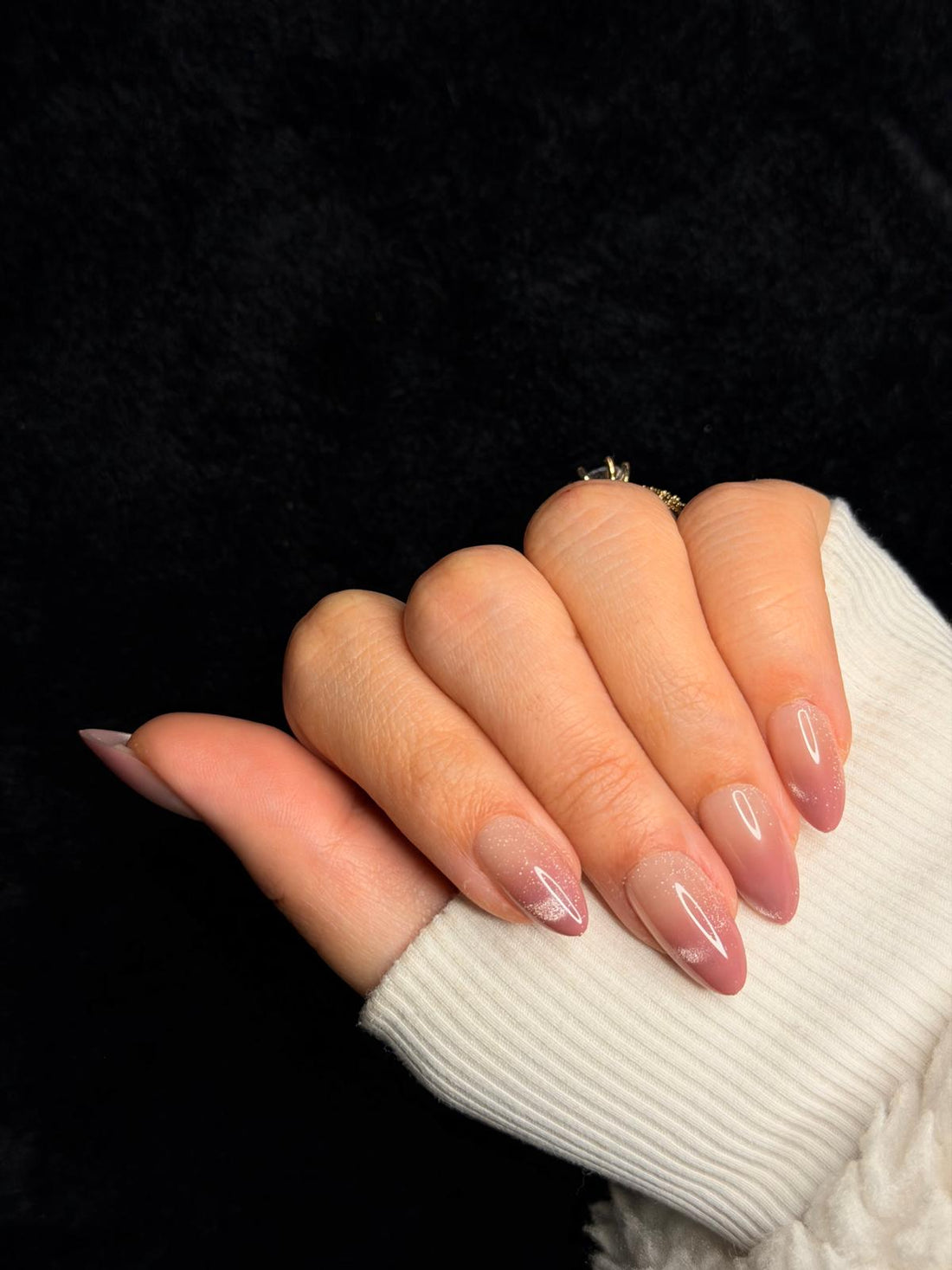 Marianne — Medium Almond Pink French Tip Press On Nails