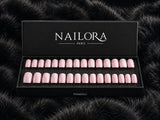 Lilas baby pink short round press on nails Nailora Paris box — 32 nails