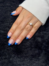 Céleste Blue French Press On Nails — both hands