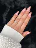 Chloé long almond blush pink ombré press on nails on hand – Nailora Paris