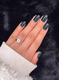 Daphné short almond teal press on nails on hand – Nailora Paris