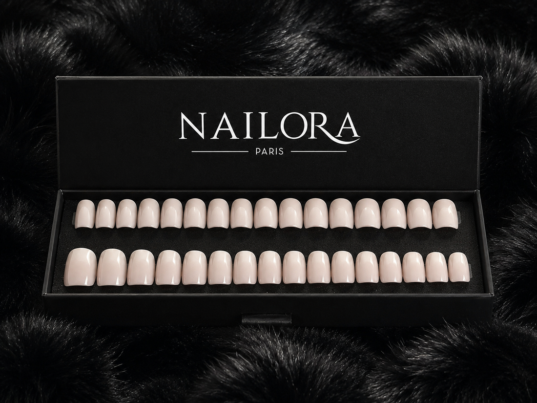 Beige Square press on nails — Nailora Paris
