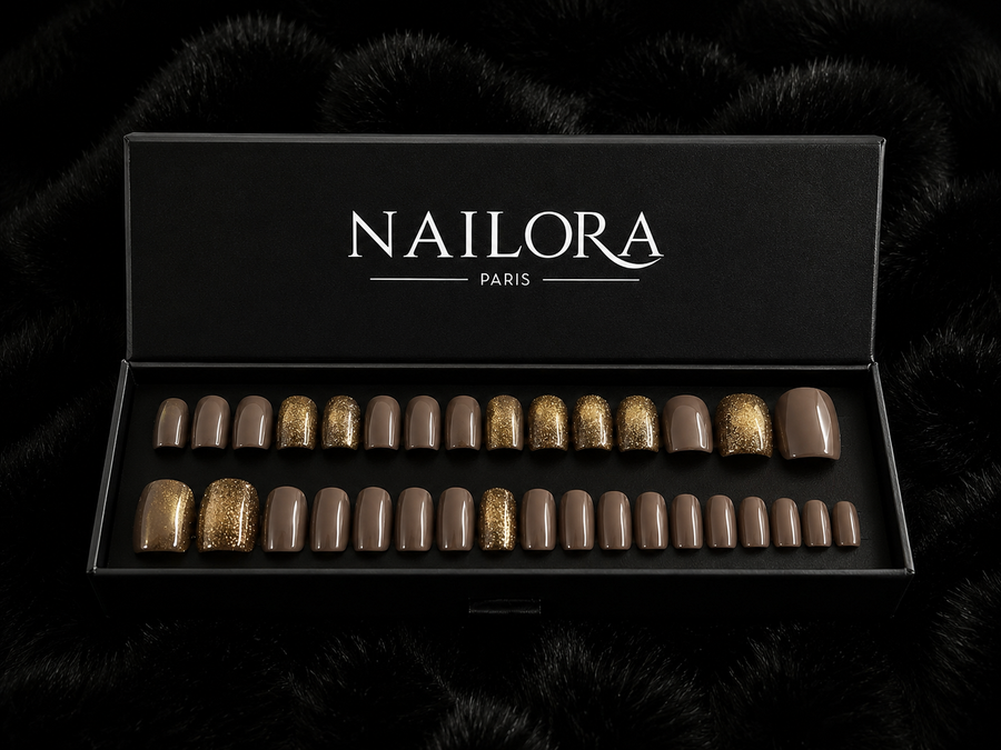 Garance press on nails set with Nailora Paris packaging box
