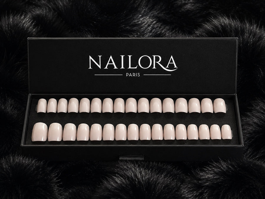 Iris press on nails set with Nailora Paris packaging box