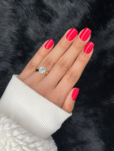 Jade medium square coral red press on nails on hand – Nailora Paris
