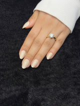 Close-up of Laure nude almond press on nails