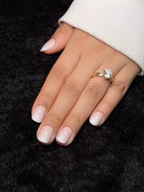Close-up of Manon nude metallic round press on nails