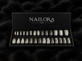 Nailora Acier Silver Glitter Almond Press On Nails — Box