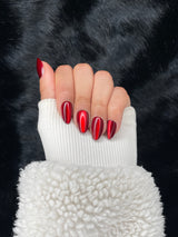 Nailora Bordeaux Deep Red Cat-Eye Almond Press On Nails — Photo 2