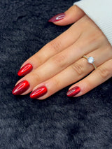 Nailora Bordeaux Deep Red Cat-Eye Almond Press On Nails — Photo 3