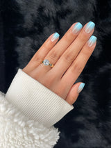 Brume blue ombré square press-on nails on hand — Nailora Paris