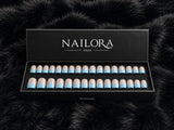 Brume blue ombré press-on nails Nailora Paris box packaging