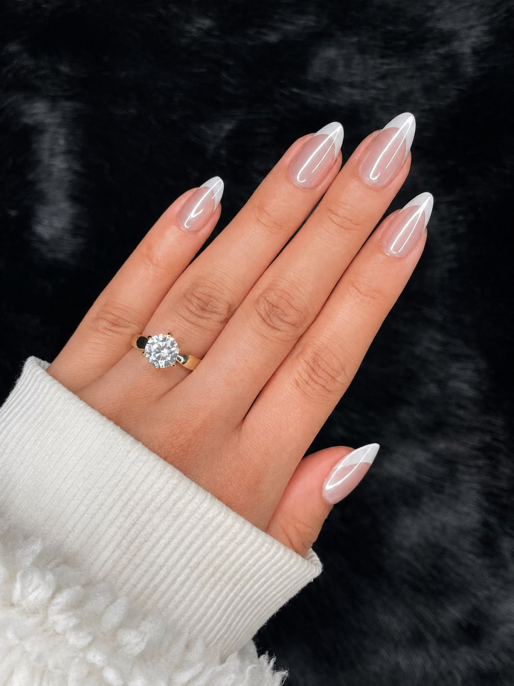 Nailora Claire French Tip Gold Almond Press On Nails — Photo 1