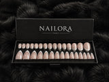 Nailora Claire French Tip Gold Almond Press On Nails — Box