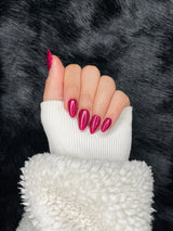 Nailora Fuchsia Hot Pink Glitter Almond Press On Nails — Photo 2