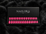 Hibiscus hot pink press-on nails Nailora Paris box packaging