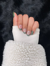 Nailora Kaki Olive French Tip Almond Press On Nails — Photo 2
