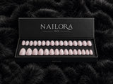 Nailora Nacre Soft Pink Marble Almond Press On Nails — Box