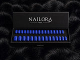 Saphir cobalt blue press-on nails Nailora Paris box packaging