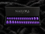 Violette purple press-on nails Nailora Paris box packaging
