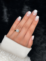 Ophélie medium square milky white chrome ombré press on nails on hand – Nailora Paris