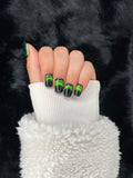 Emma — Green Metallic Medium Square Press On Nails