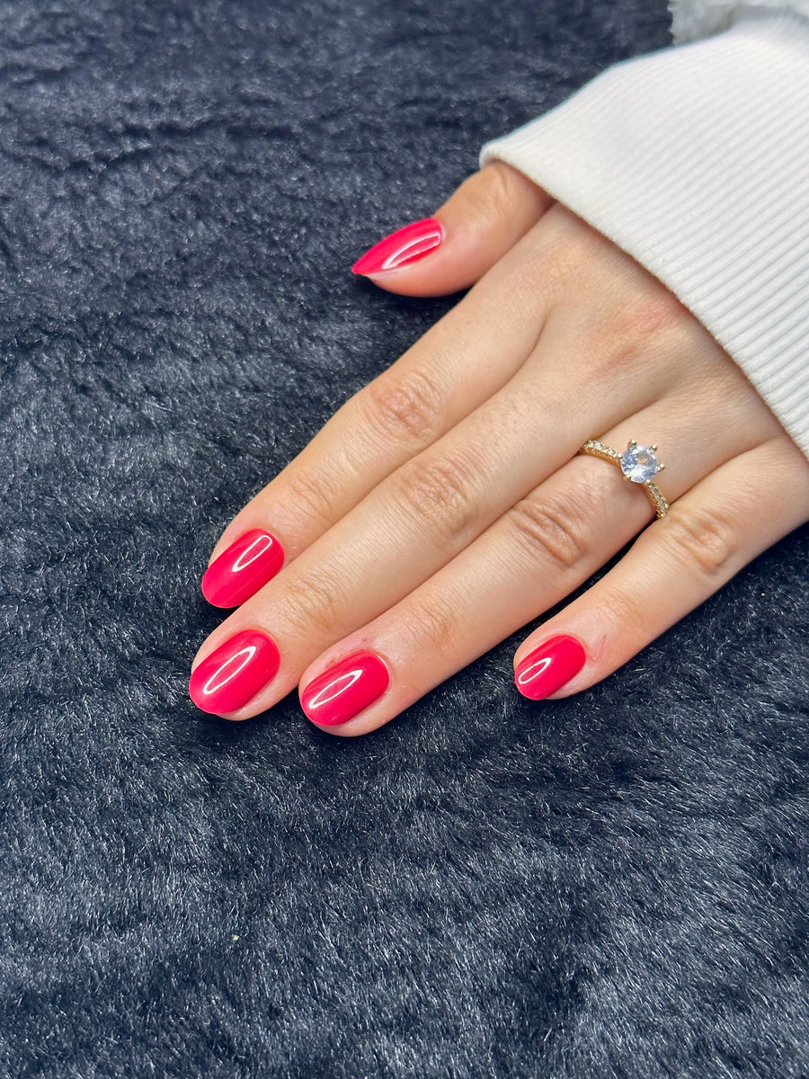 Rosalie — Extra Short Round Cherry Red Press On Nails