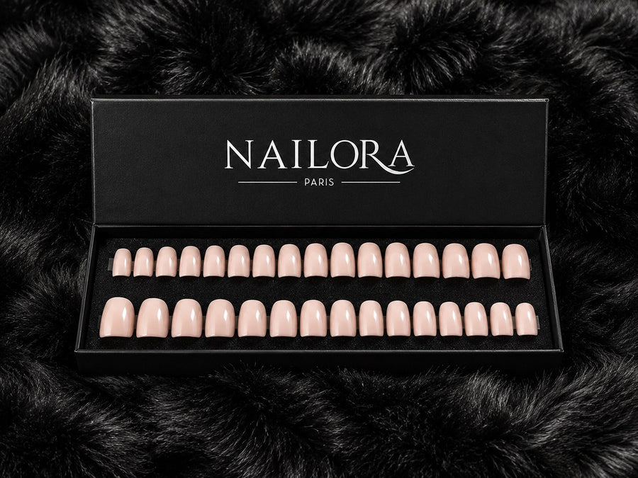 Sabine press on nails set with Nailora Paris packaging box