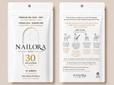 Nailora Paris toe gel pads packaging – 15 adhesive nail tabs